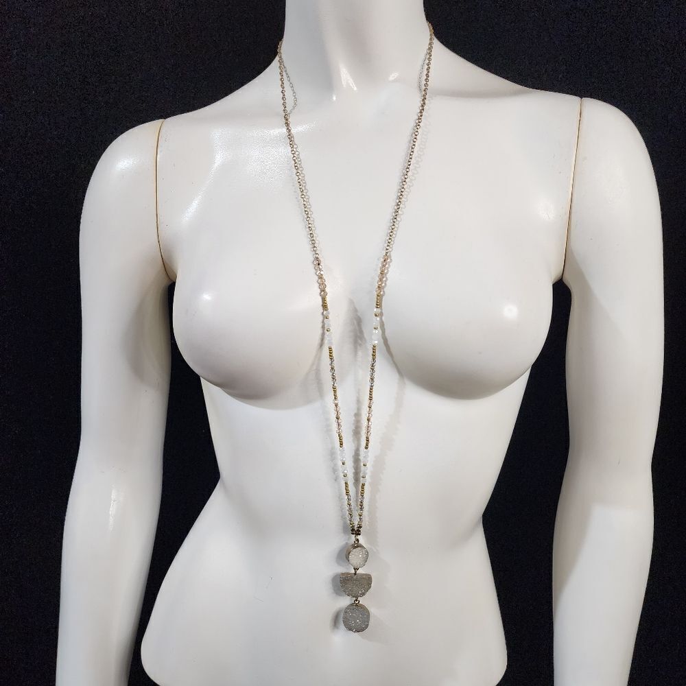 Loft Gold, White, & Cream Triple Druzy Necklace